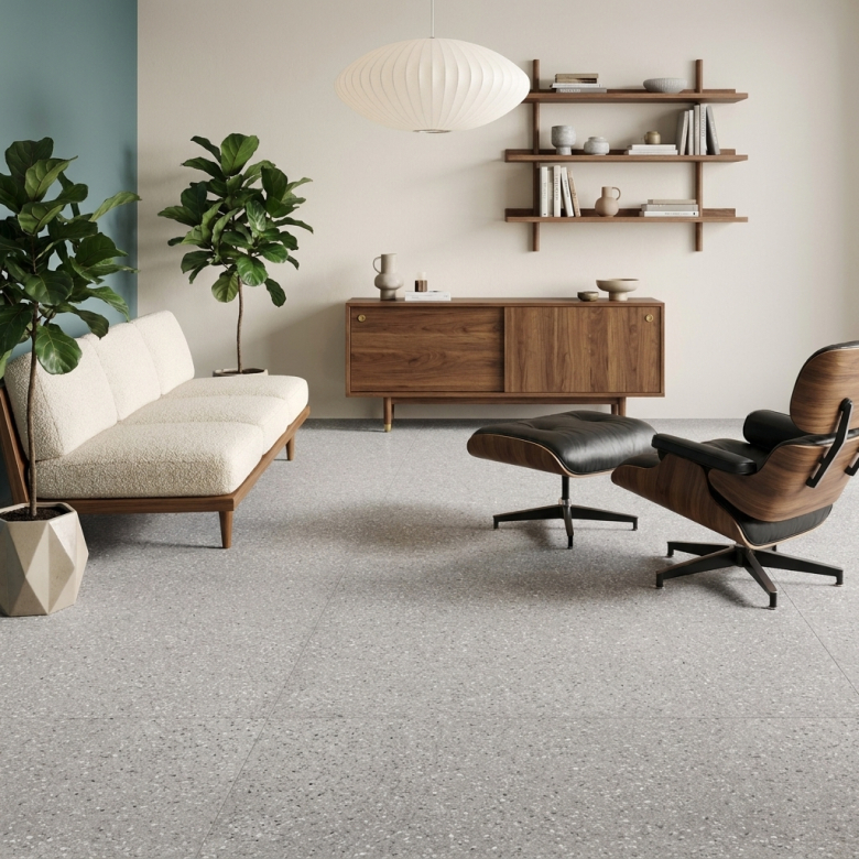 Carrelage effet Terrazzo Castello gris 60x120 cm