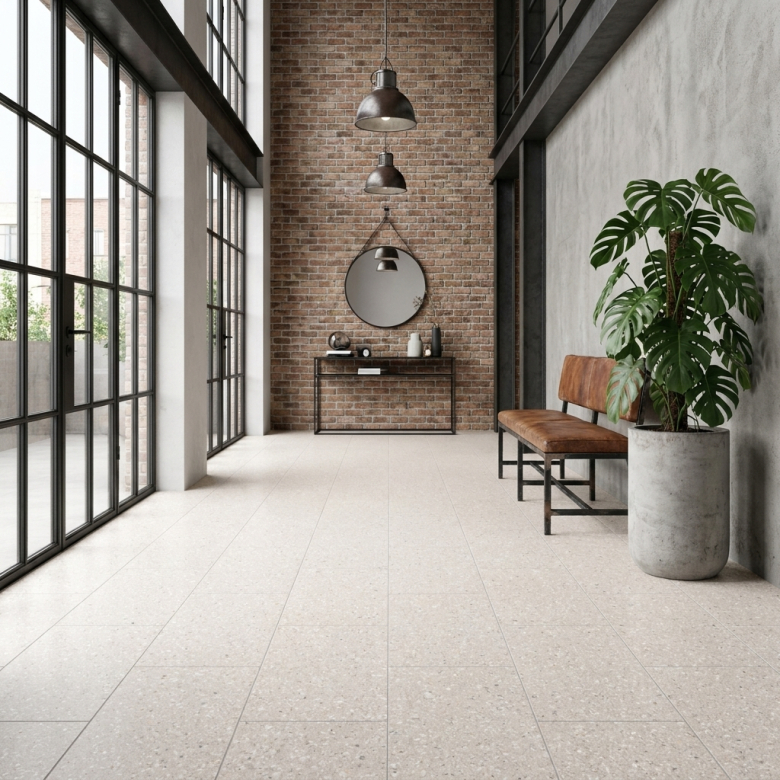 Carrelage effet Terrazzo Castello blanc 30x60 cm