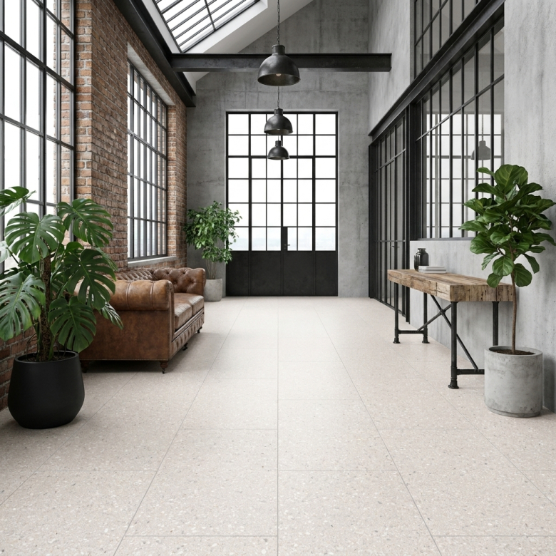 Carrelage effet Terrazzo Castello blanc 60x120 cm