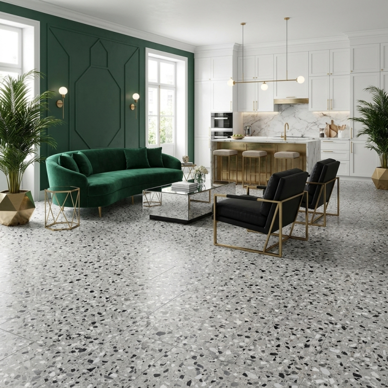 Carrelage sol effet terrazzo Balcone Tronchetto 60x120 cm