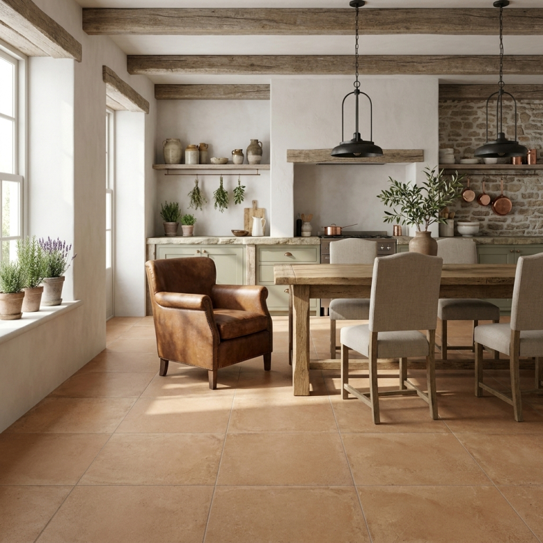 Carrelage sol traditionnel Estany terre 60x60 cm