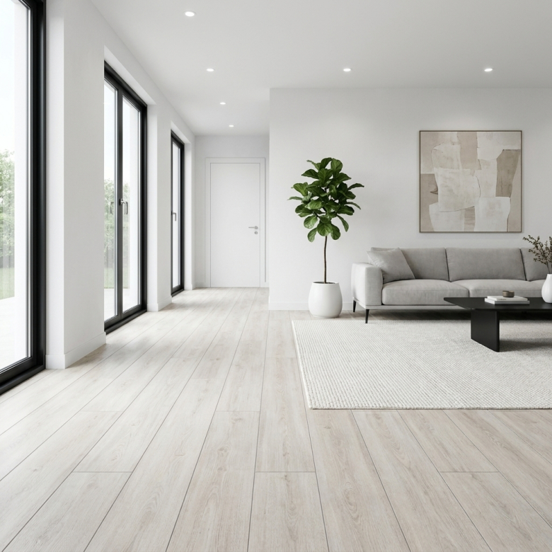 Carrelage sol imitation parquet Montréal Blanc 23x120 cm
