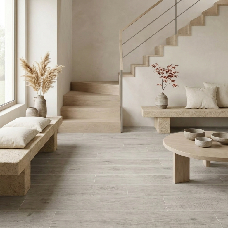 Carrelage sol imitation parquet Ocean Nebbia 20x120 cm