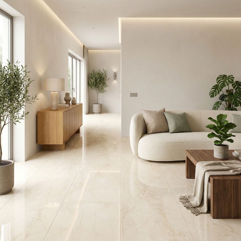 Carrelage sol poli effet marbre Mareterra naturel 3060 cm