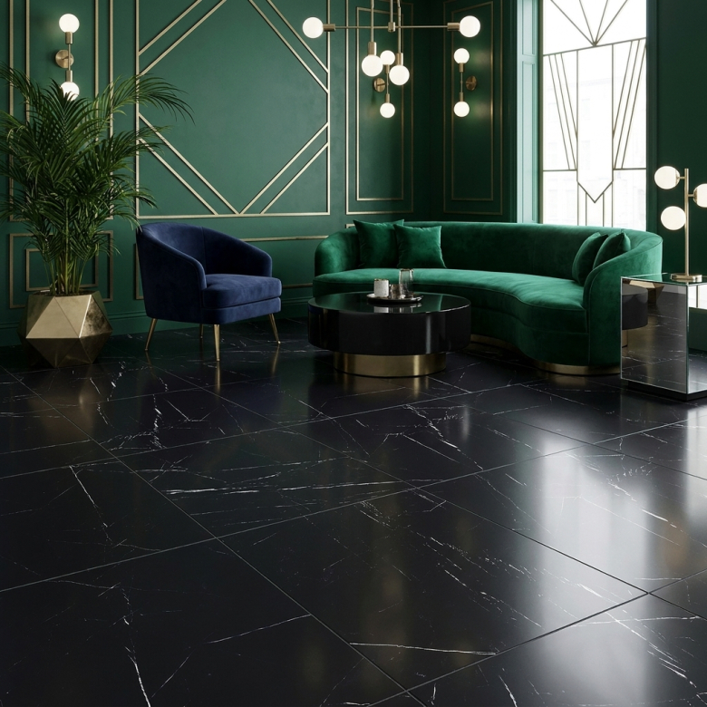 Carrelage sol effet marbre Déco Slate mat bellagio 60x60 cm