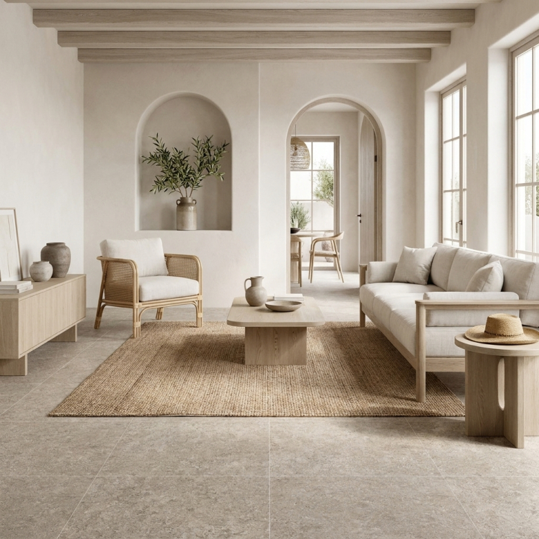Carrelage sol effet pierre Laconi sable 100x100 cm