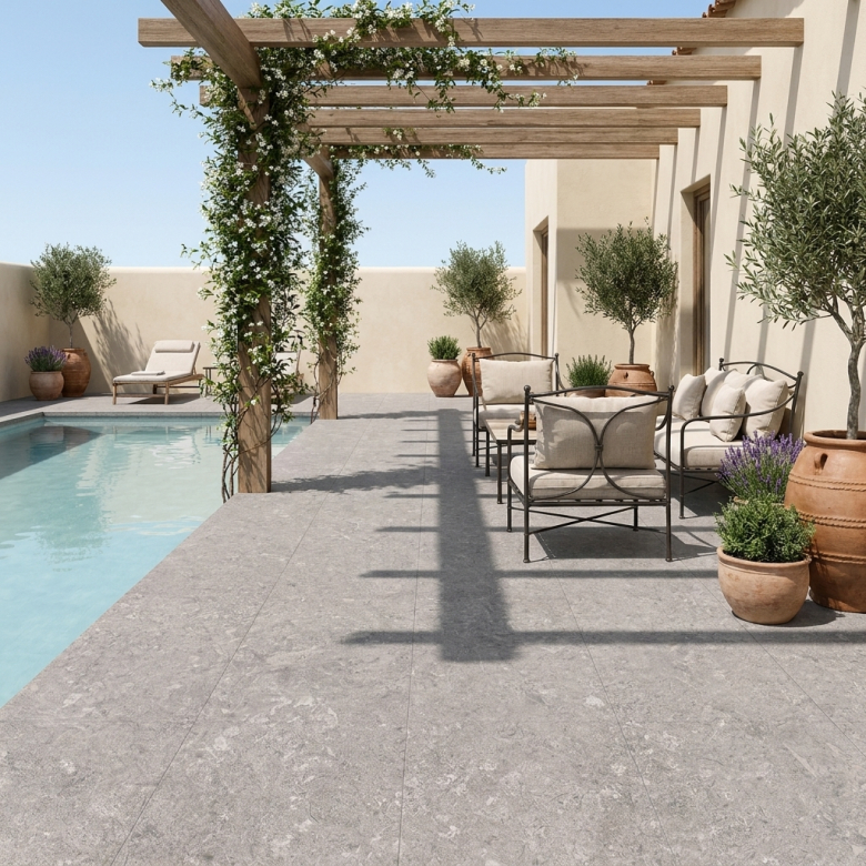 Carrelage sol extérieur effet pierre Laconi gris R11 60x60 cm