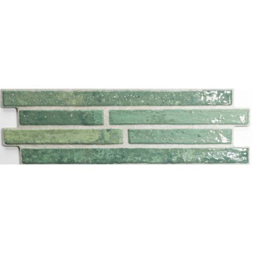 Carrelage mur effet zellige Meknès vert forêt 15x45 cm