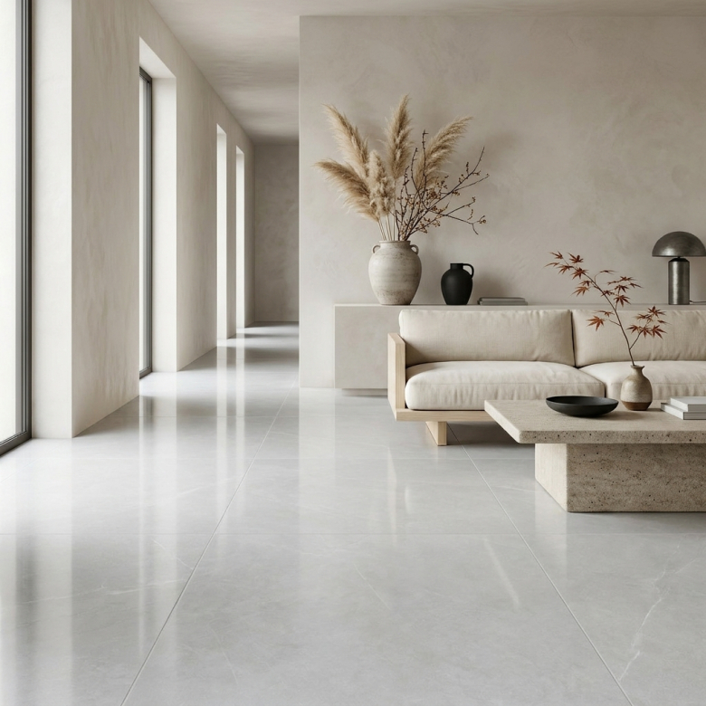 Carrelage sol poli effet marbre Hight perla 90*90 cm
