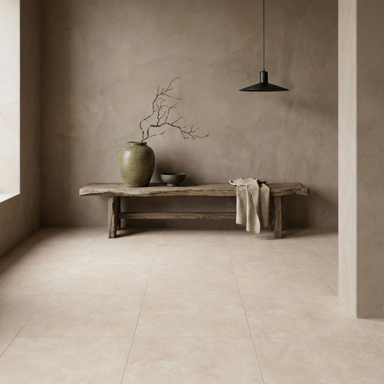 Carrelage sol moderne Nikkō crème 120x120 cm