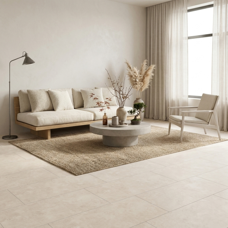 Carrelage sol moderne Nikkō crème 30x60 cm
