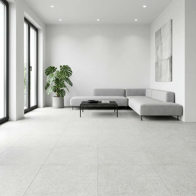 Carrelage sol effet pierre Dylan blanc 45x45 cm