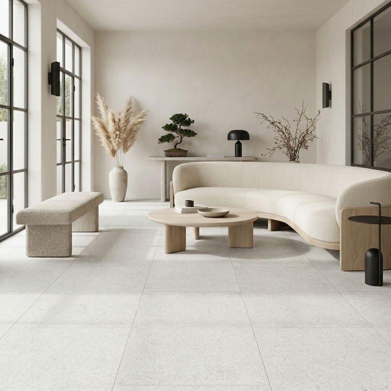 Carrelage sol effet pierre Dylan blanc 60x120 cm