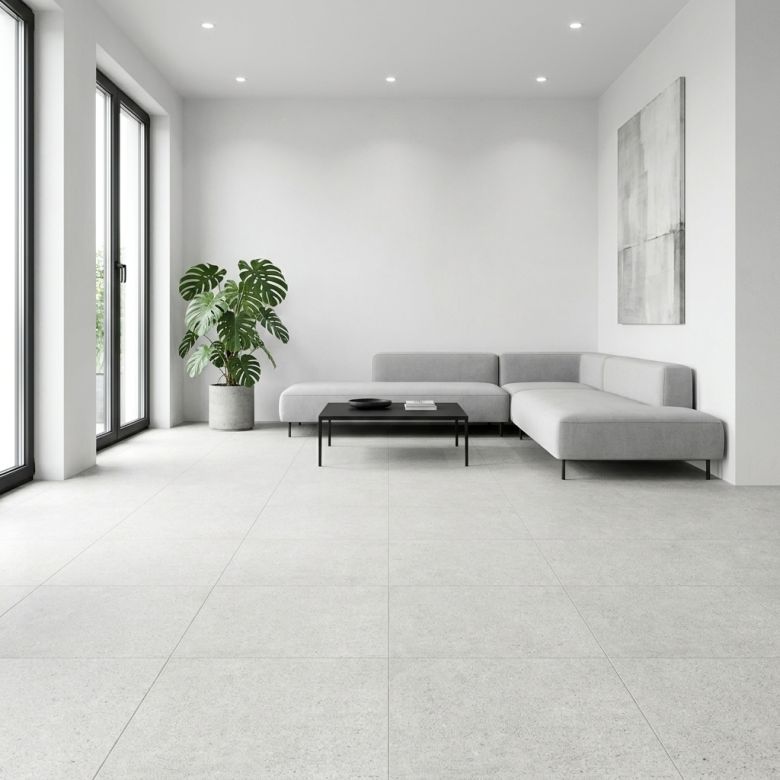 Carrelage sol effet pierre Dylan blanc 60x60 cm