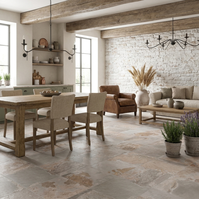 Carrelage sol effet pierre de Bali Chateau gris 60x60 cm