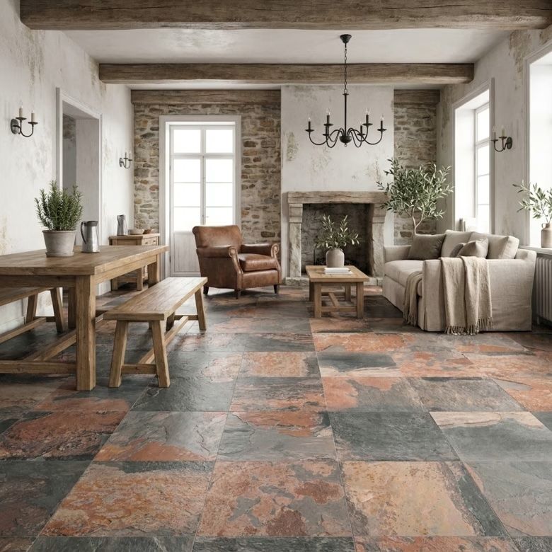 Carrelage sol effet pierre de Bali Chateaunaturel 30x60 cm