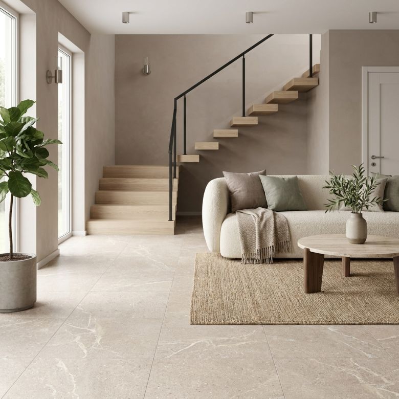 Carrelage sol effet pierre Toscana beige 100x100 cm