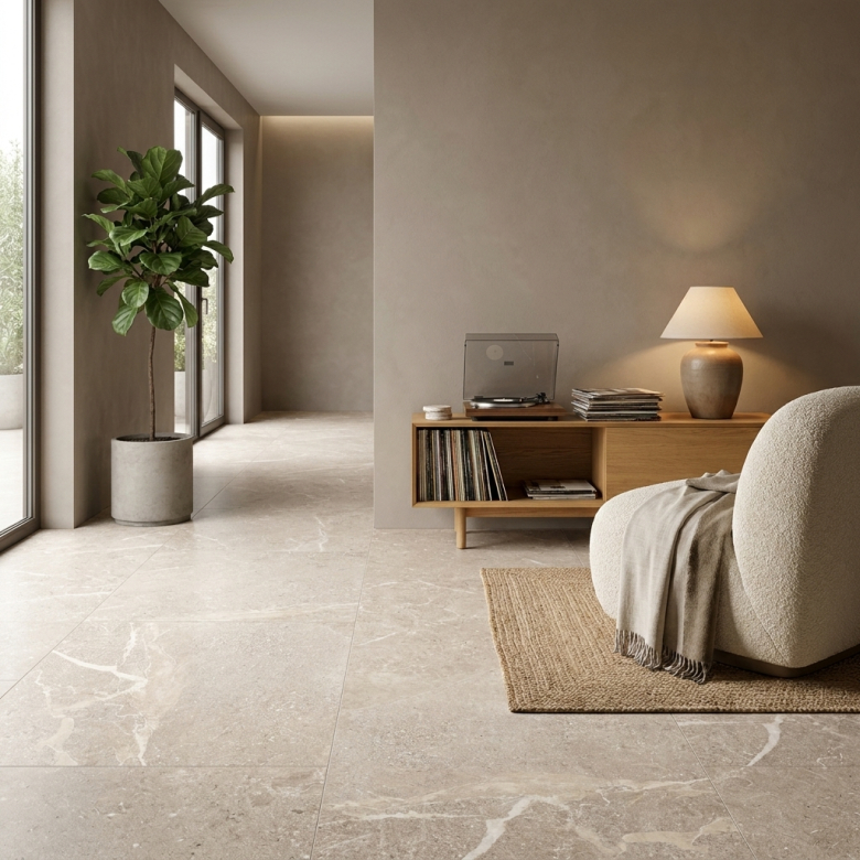 Carrelage sol effet pierre Toscana beige 60x120 cm