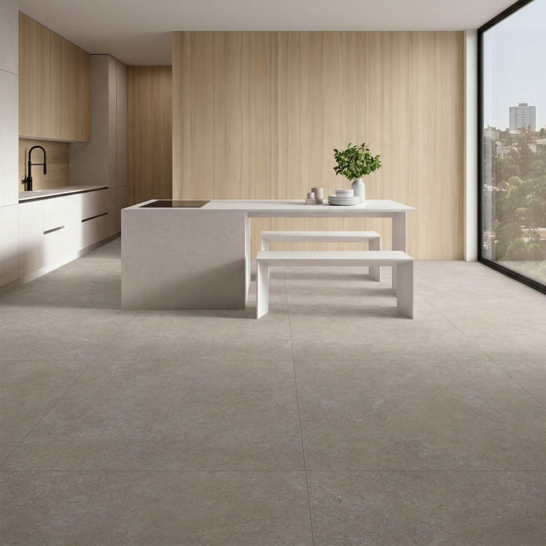 Carrelage sol effet pierre Milos grège 30x60 cm
