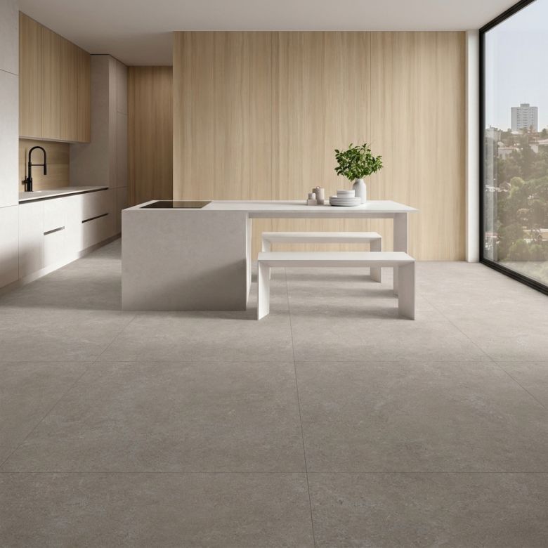 Carrelage sol effet pierre Milos grège 60x60 cm