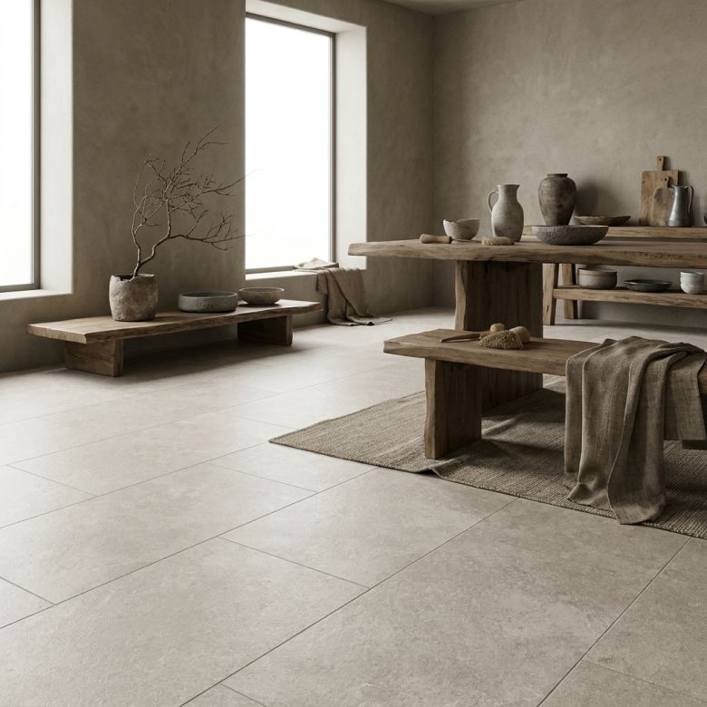 Carrelage sol et mur effet pierre Kos sable 3060 cm