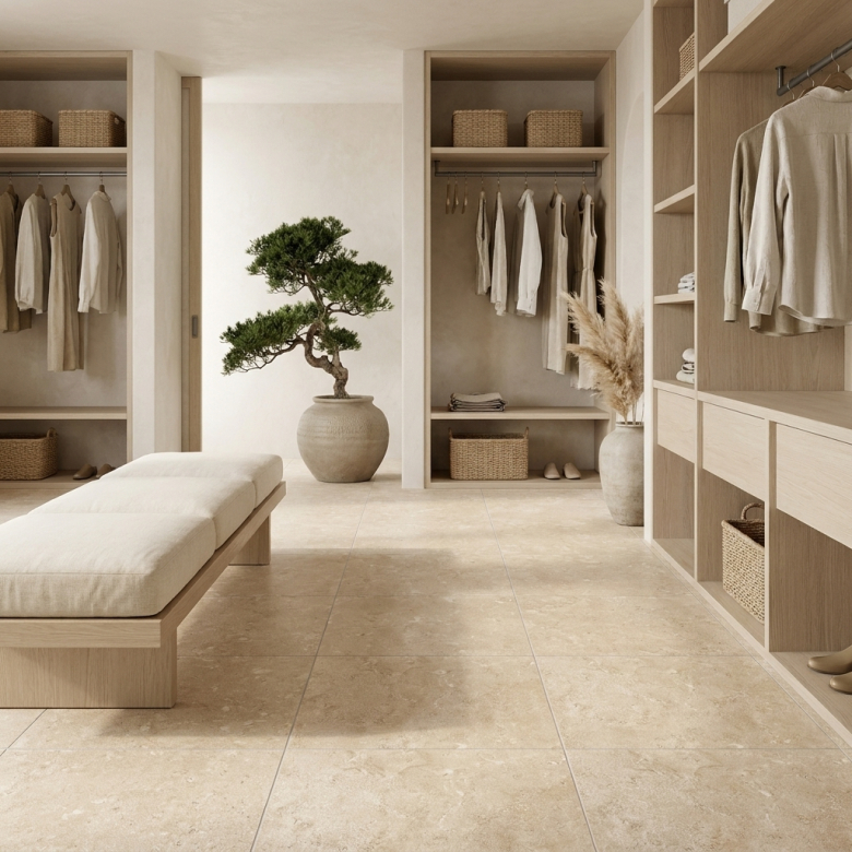 Carrelage sol effet pierre Charme ivoire 59,2*59,2 cm