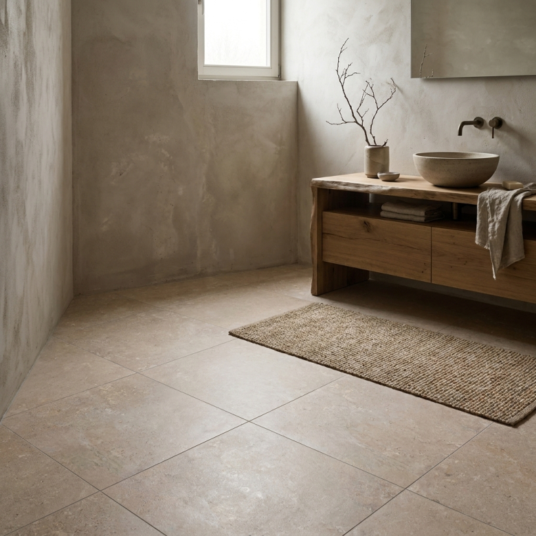 Carrelage sol effet pierre Charme beige 90x90 cm