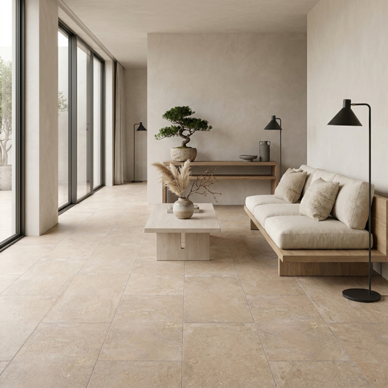 Carrelage sol effet pierre Charme beige 60x120 cm