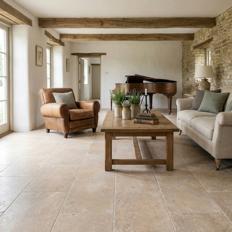 Carrelage sol effet pierre Charme beige 60x120 cm