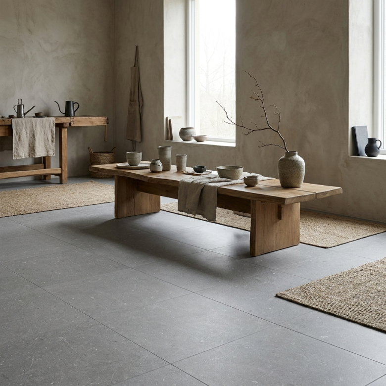 Carrelage sol effet pierre Suwon gris 60x60 cm