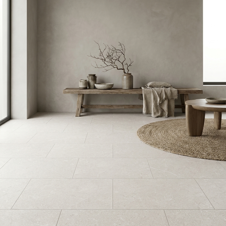 Carrelage sol effet pierre Suwon blanc grisé 30x60 cm