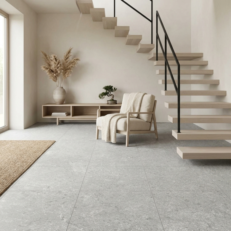 Carrelage sol effet pierre Opale gris 60x60 cm