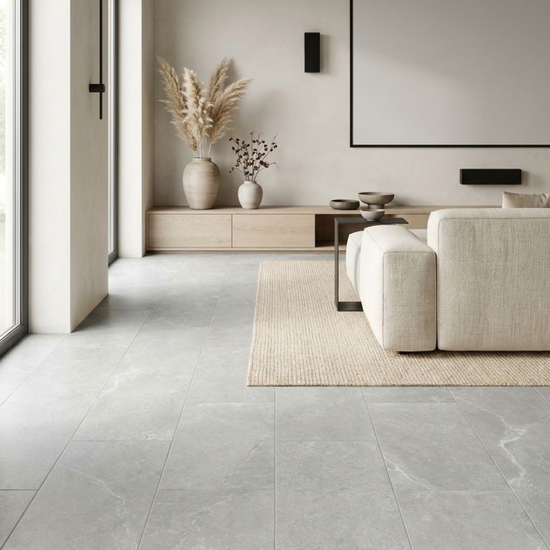 Carrelage sol effet pierre Opale gris60x120 cm