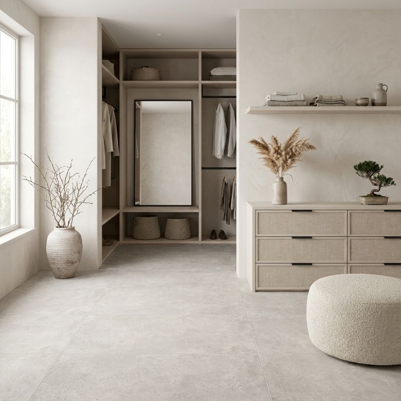 Carrelage sol effet pierre Dolomie Lait 30x60 cm