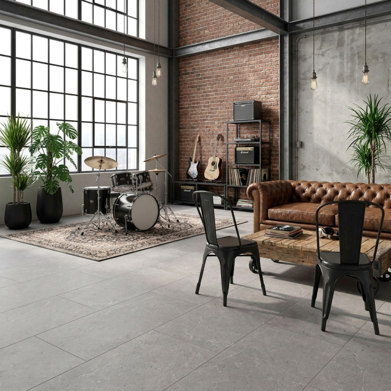 Carrelage sol effet pierre Kiyosumi Gris 60x120 cm