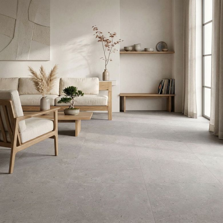 Carrelage sol effet pierre Kiyosumi Gris 100x100 cm