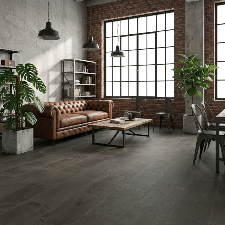 Carrelage sol et mur effet métal Zinc brown 60x120 cm