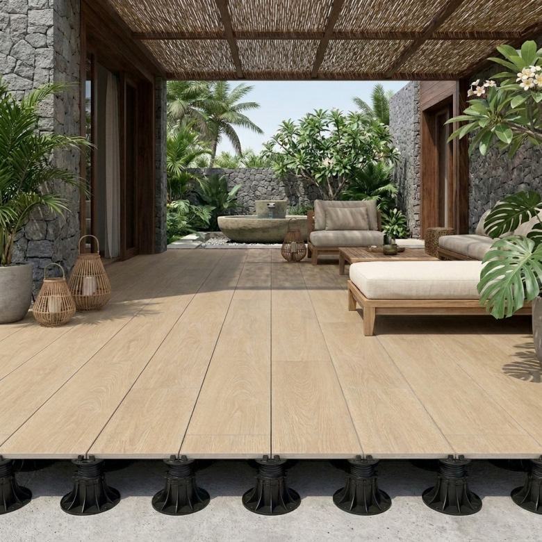 Dalle extérieur effet bois Florès 2.0 naturel R11 40*120 cm