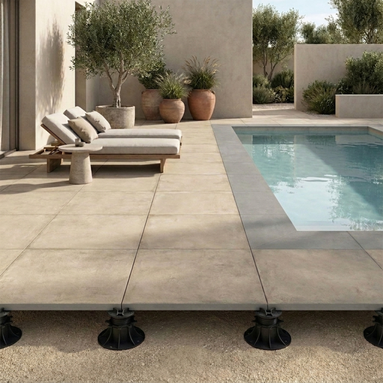 Dalle extérieur Dock 2.0 beige R11 100x100cm