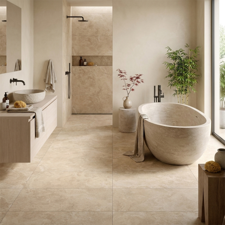 Carrelage sol effet Travertin Bosa Beige 30x60 cm