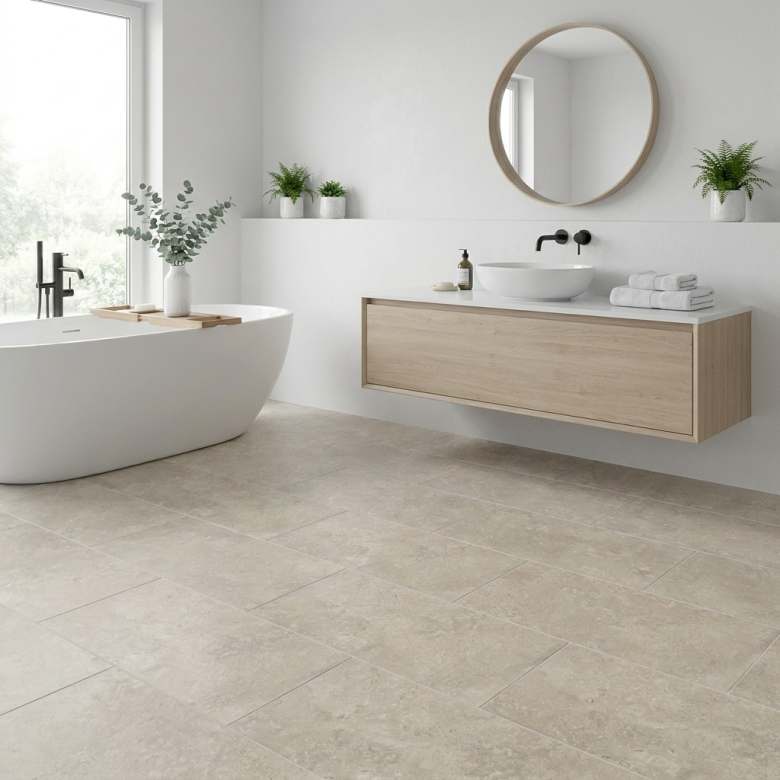Carrelage sol effet Travertin Tivertino Naturel 60x120 cm