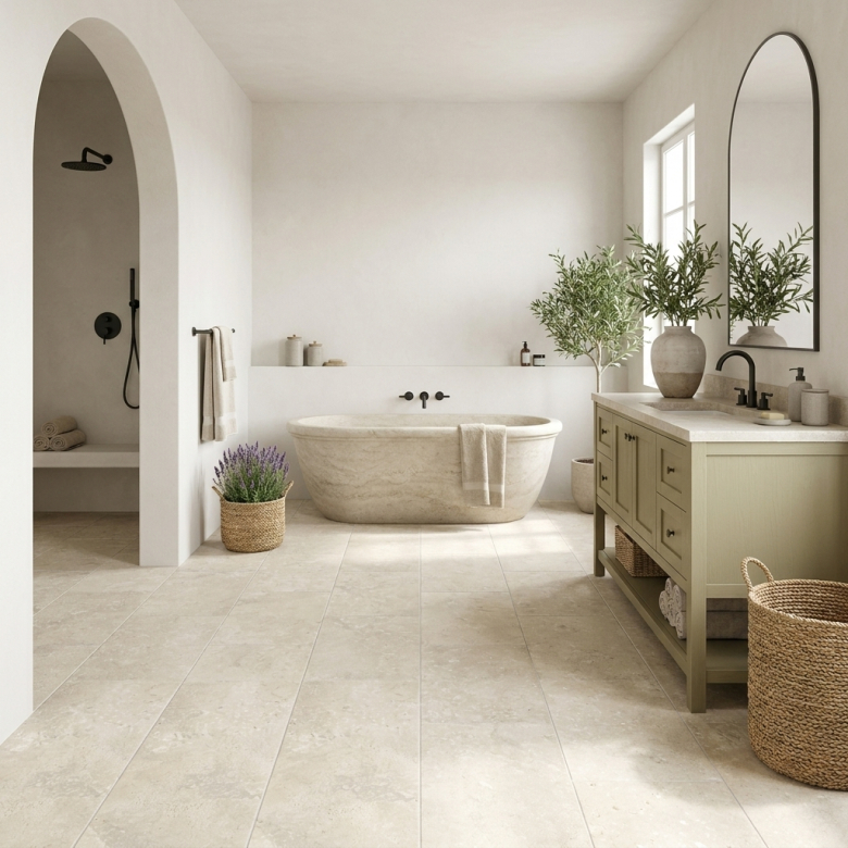 Carrelage sol effet Travertin Tivertino Naturel 60x30 cm