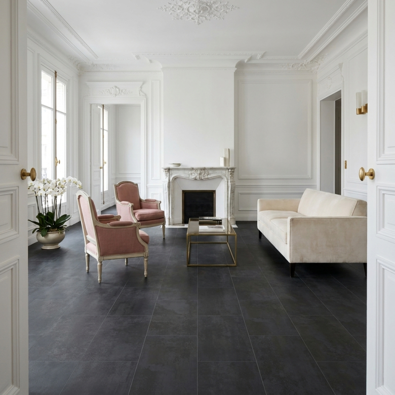Carrelage sol effet métal Metallo anthracite 60x119,8 cm
