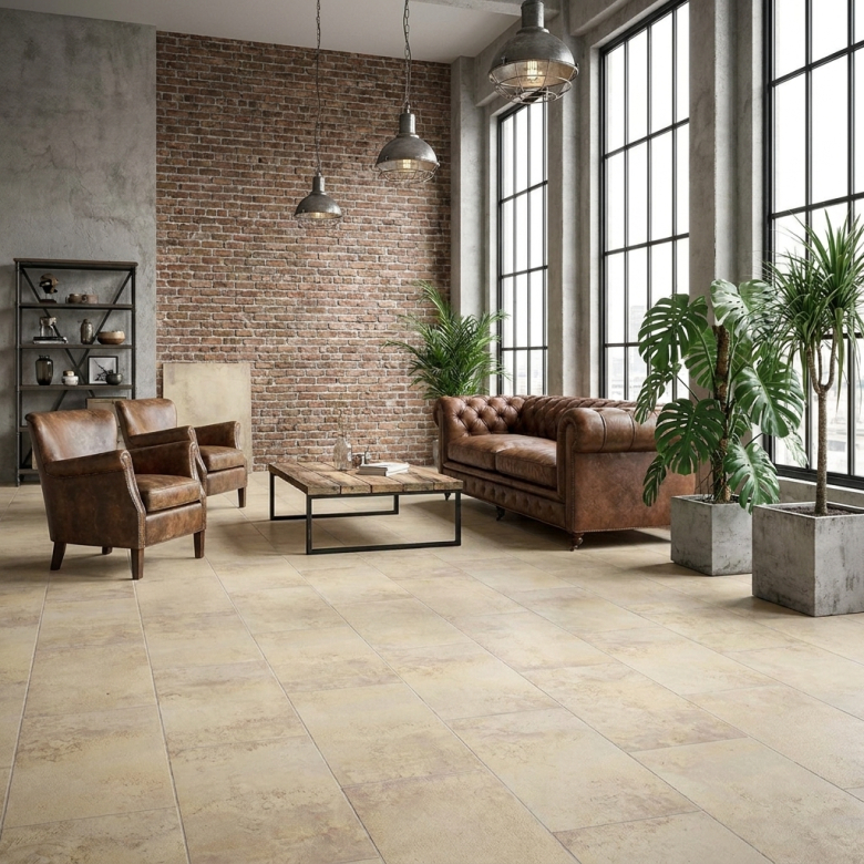 Carrelage sol effet métal Magnétik beige 60*120 cm