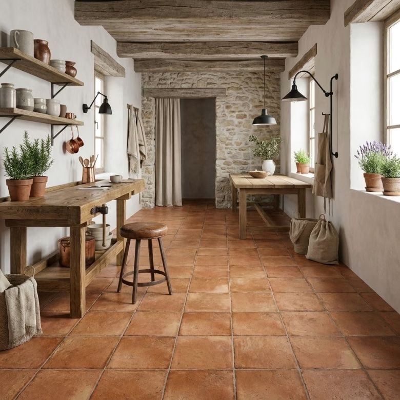 Carrelage sol traditionnel Arles Terracotta 30x30 cm