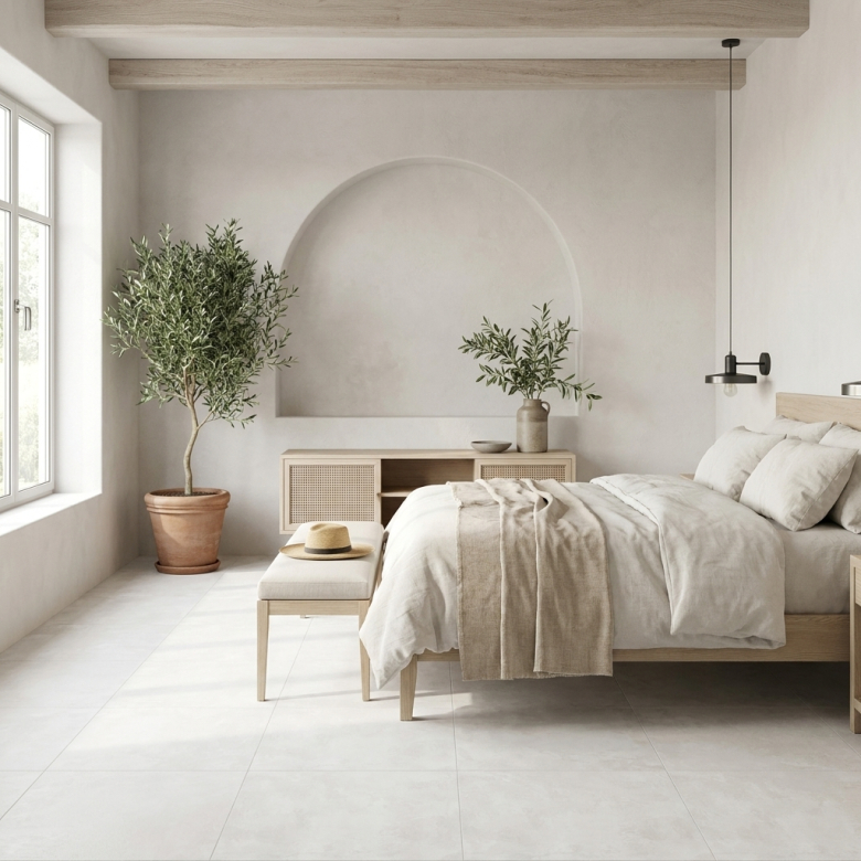 Carrelage sol poli Agra blanc grisé 100x100 cm