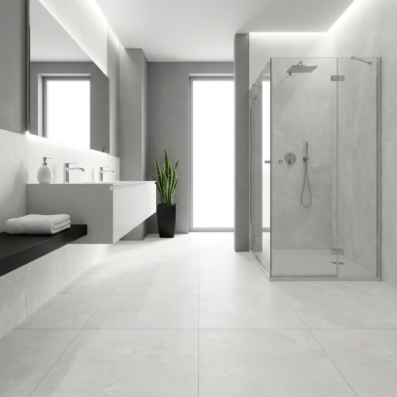 Carrelage sol poli Agra blanc grisé 60x60 cm