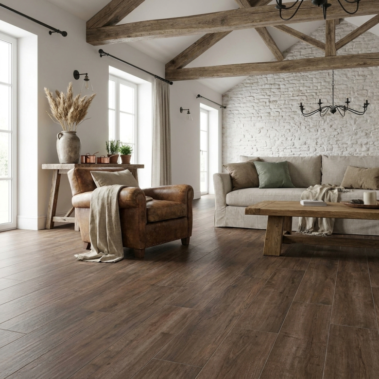 Carrelage sol imitation parquet Séquoia cherry 23x120 cm