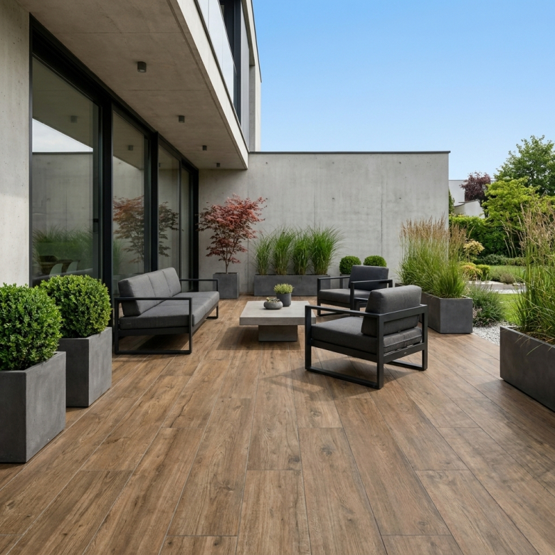 Carrelage sol extérieur effet bois Séquoia oak R11 23x120 cm
