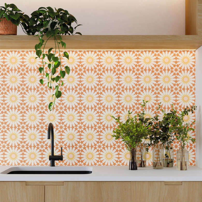Carrelage sol effet carreaux de cimentTaco Vintage soleil orange 16,5x16,5 cm